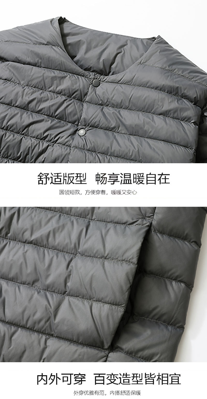 2025秋冬款轻薄圆领变V领男羽绒服短款内胆内穿外穿长袖外套大码详情11