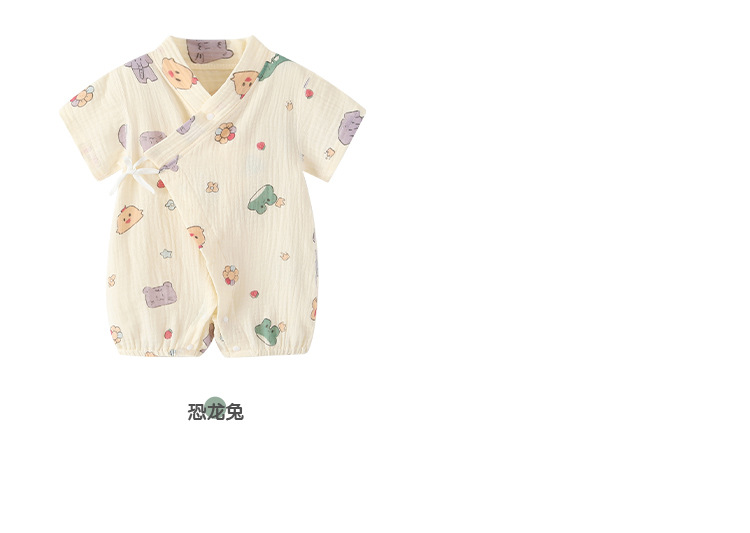 Summer thin short-sleeved one-piece baby clothes, summer gauze pure cotton baby clothes, newborn crawling clothes, summer clothing pic 29