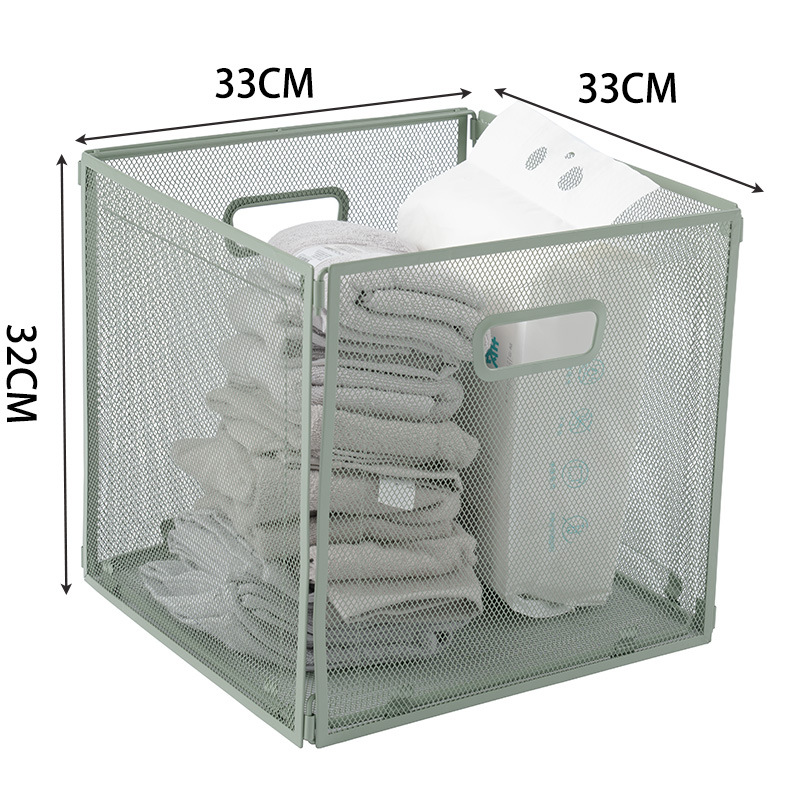 厂家批发定制金属铁网办公家用室内收纳篮收纳筐大号多功能收纳框详情2