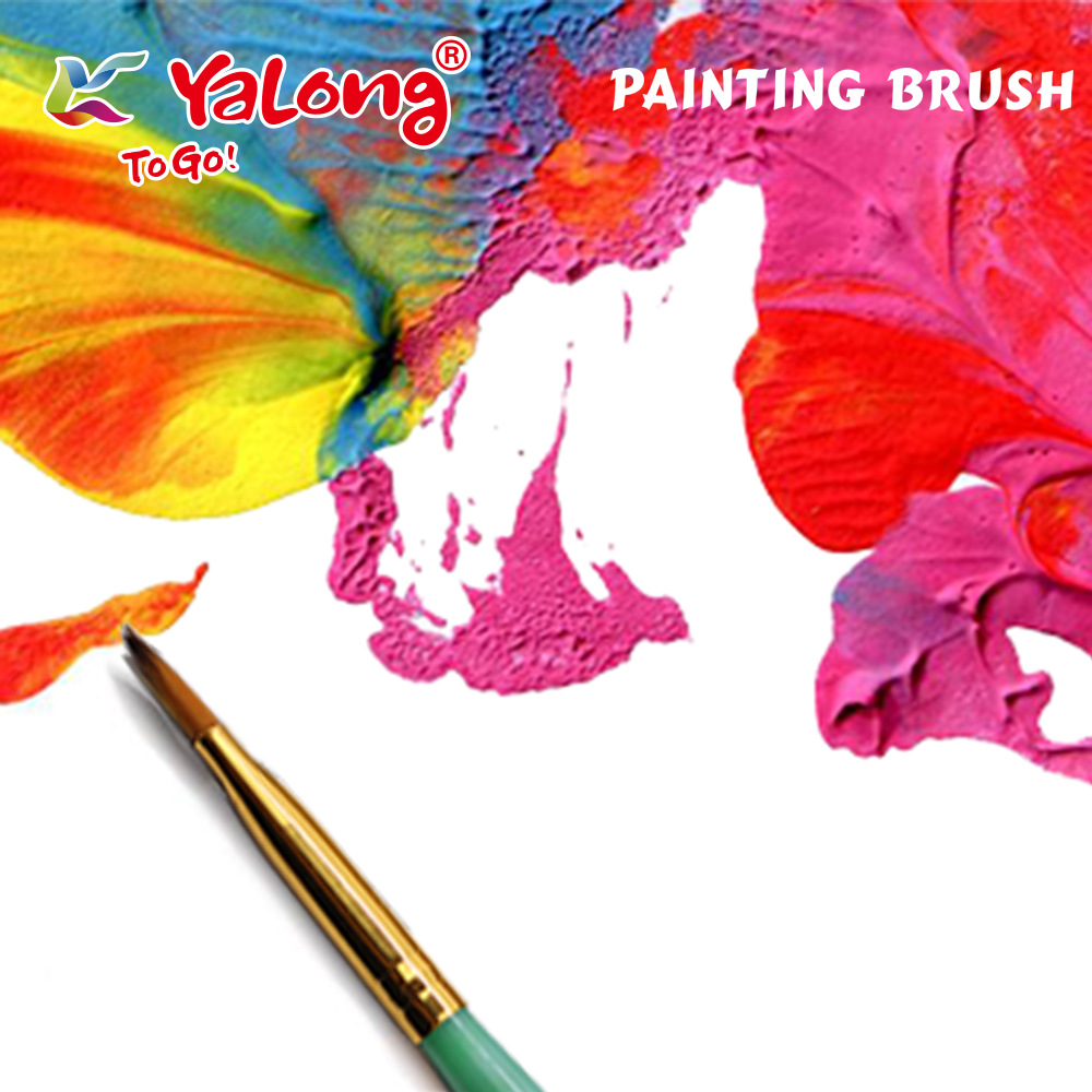 Yalong colored painting brushes, semi-transparent art paint brushes, 3 pieces plastic handle wool brushes pic 1