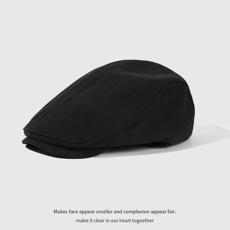 A large-headed French beret for women, spring and autumn style, wearing a vintage front hat backwards to show off the face, a small black painter newsboy hat pic 17