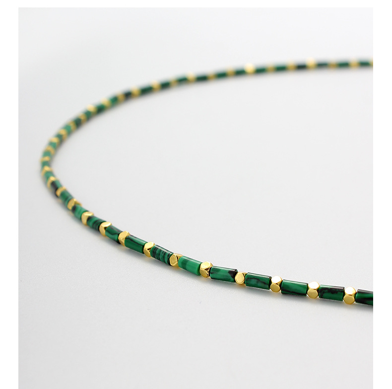 精致轻奢孔雀石小金豆串珠项链简约百搭叠戴锁骨链时尚小众项链女详情9