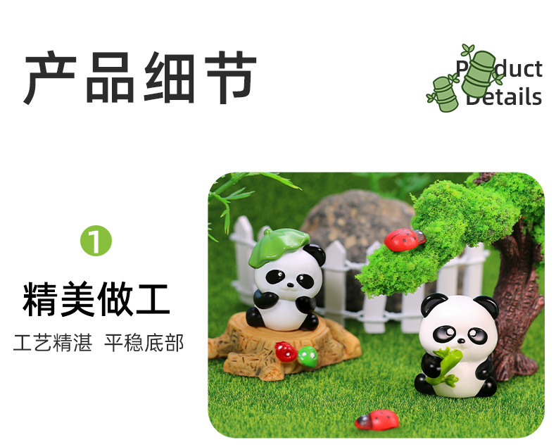 Creative new cute panda resin ornaments, home and office desktop decorations, car ornaments, keychains and small accessories pic 8
