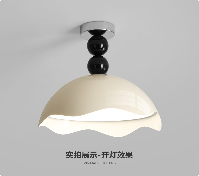 Creative cream-eggshell, ancient-style bedroom ceiling lamp, girlish style, ins Memphis, high-end bedroom room lamp pic 21
