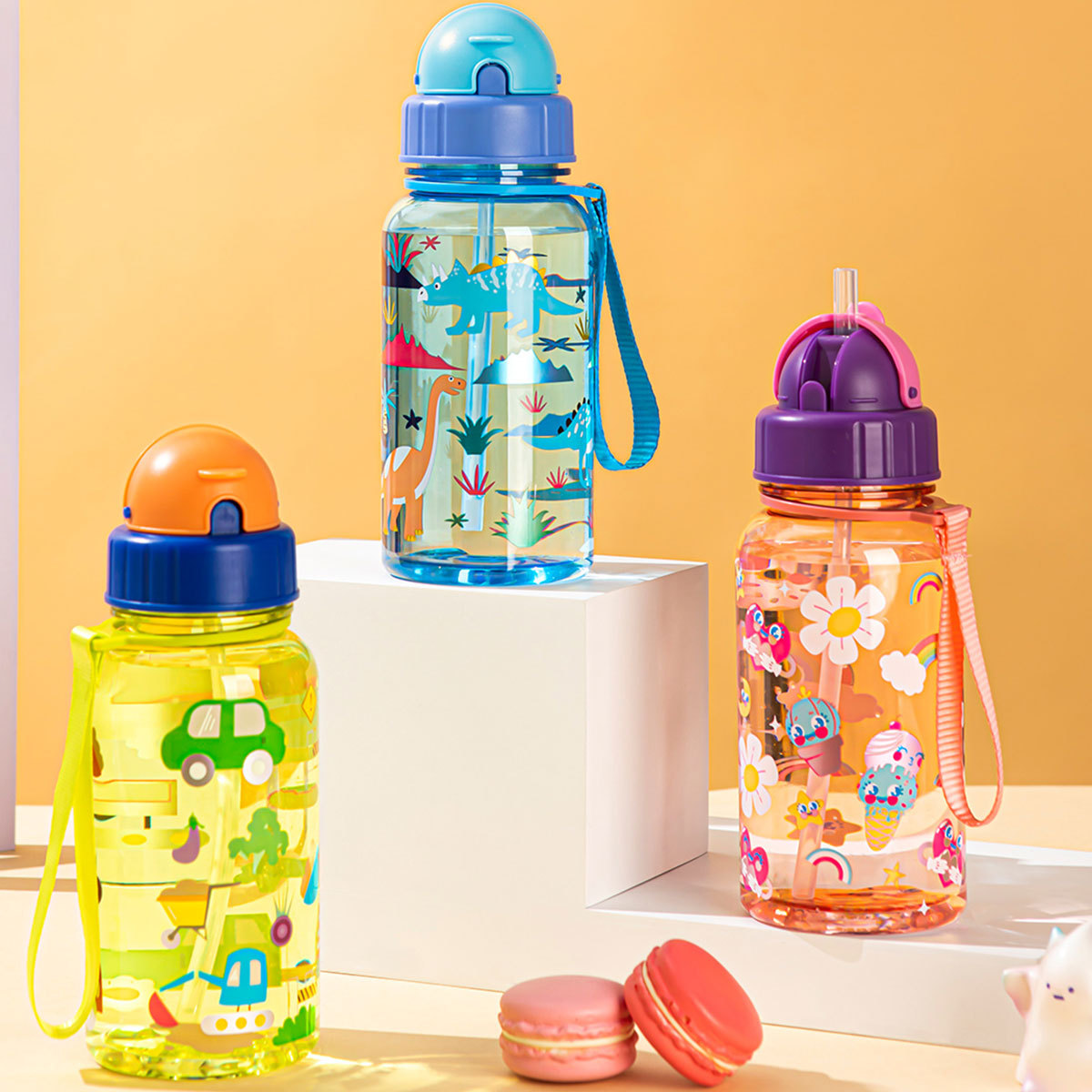 跨境爆款高颜值弹跳盖儿童吸管杯夏天可爱便携带手提卡通学生水杯详情7