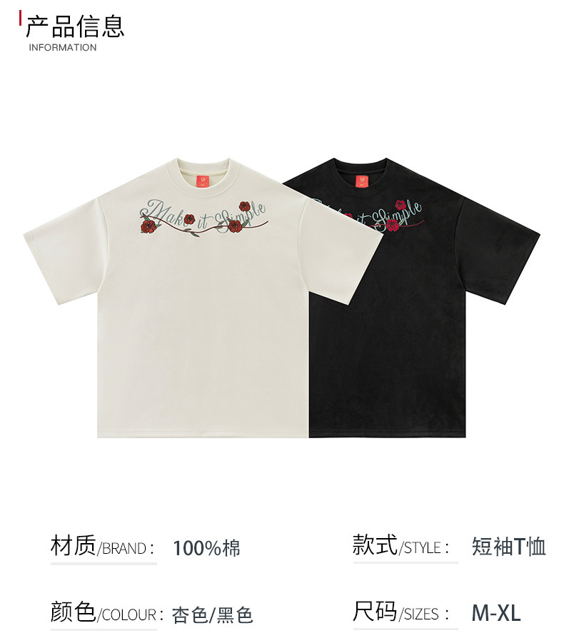 Summer pure cotton short-sleeved T-shirt, 100% simple and trendy top for men and women, American half-sleeved couple casual and versatile T-shirt pic 5