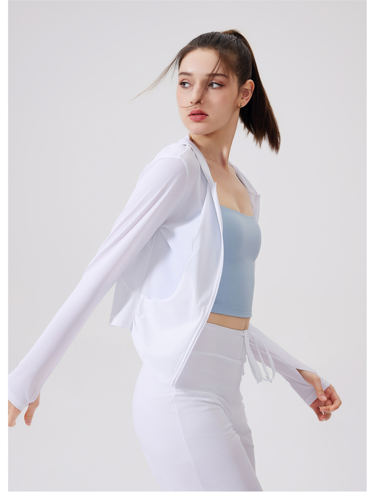 Sunshade, lightweight, anti-嗮, cool-feeling jacket, hooded, sporty loose top, casual yoga coat, checkered sun-protective clothing pic 29