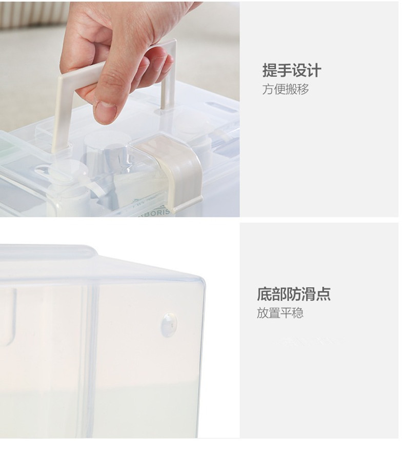 塑料收纳箱桌面透明收纳盒带手提零食收纳盒车载储物箱玩具整理箱详情14