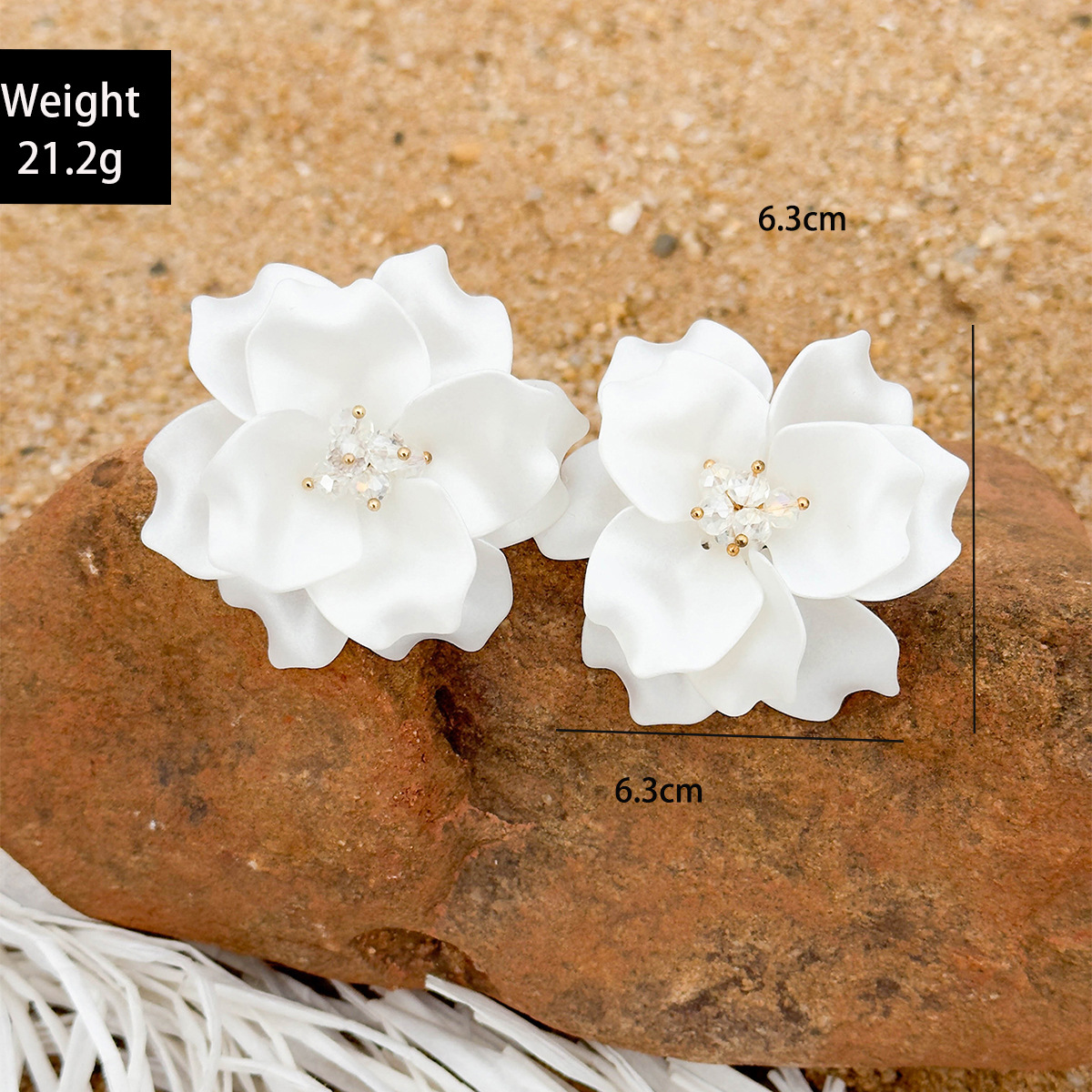 亚马逊跨境清新甜美彩色树脂花瓣花朵耳钉气质多巴胺 耳环耳饰女详情32