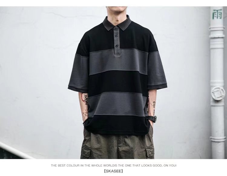 ins fashion brand loose casual short-sleeved polo shirt pic 13