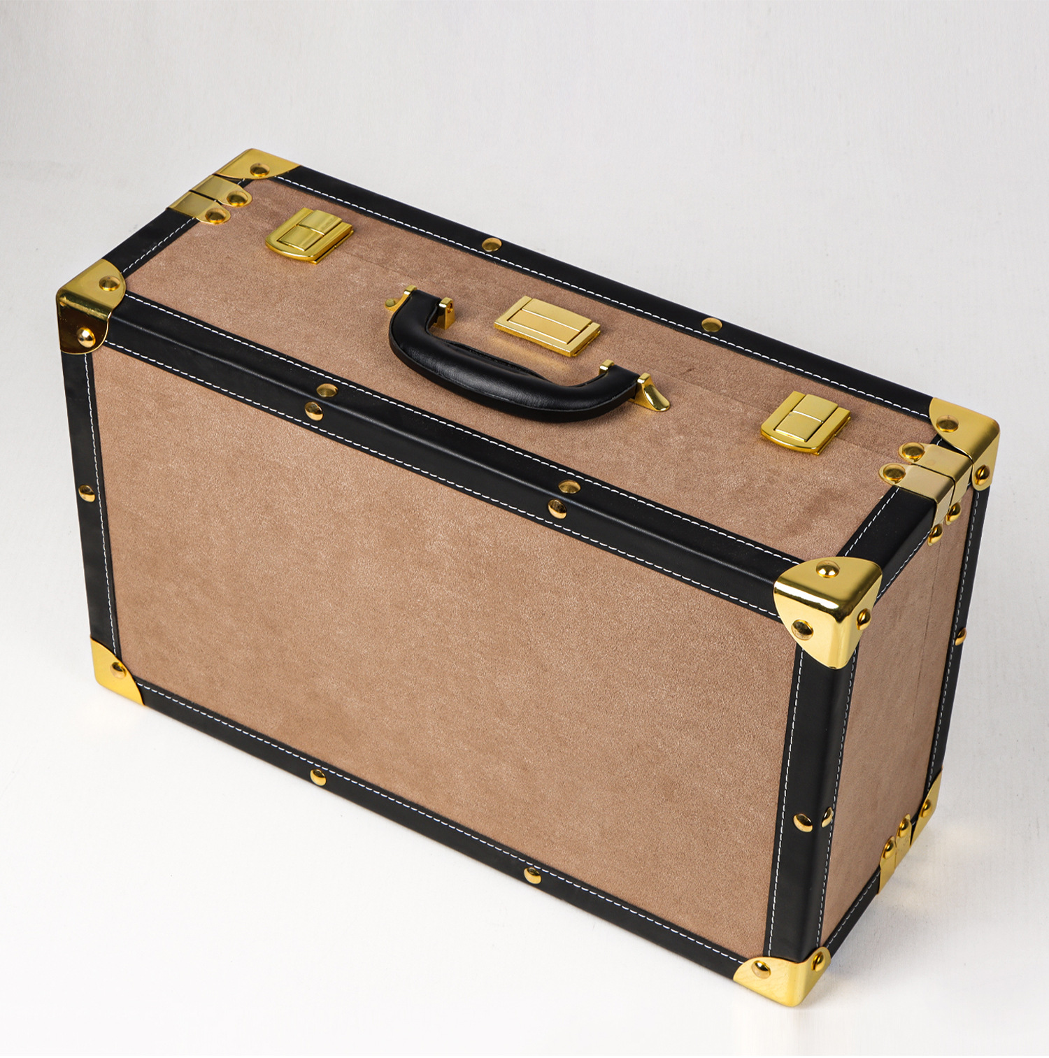 Model room leather vintage hand-held storage box, velvet wardrobe room organization box, storage box, display decoration box set pic 4