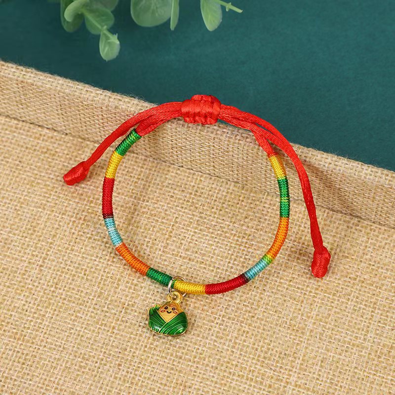 端午节五彩绳足银粽子民族风手工编织五彩粽子手绳礼物国风传统简详情5