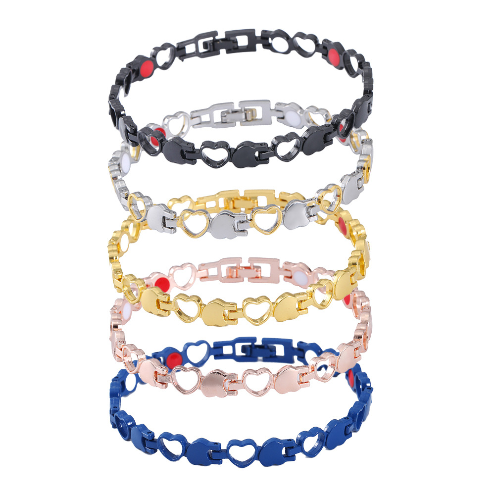 Yun Brocade cross-border best-selling simple and fashionable adjustable heart-shaped bracelet, heart-shaped peach heart, red, white and black oil bracelet wholesale pic 4