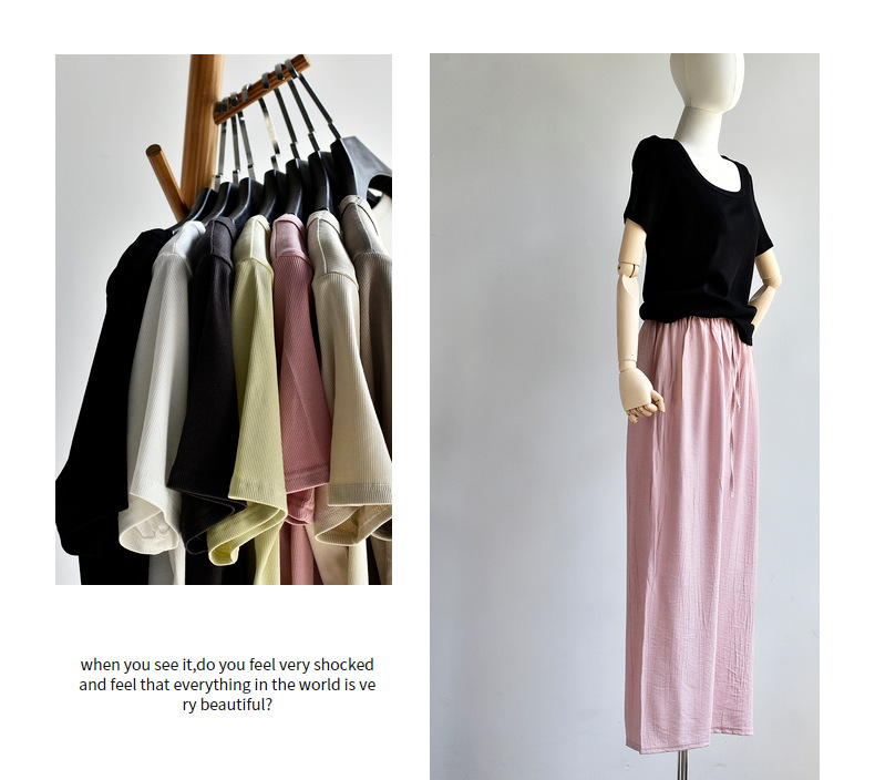 【u 领棉T恤】夏新款女装棉优可丝混纺精品质感大码U 领显瘦T恤女详情29