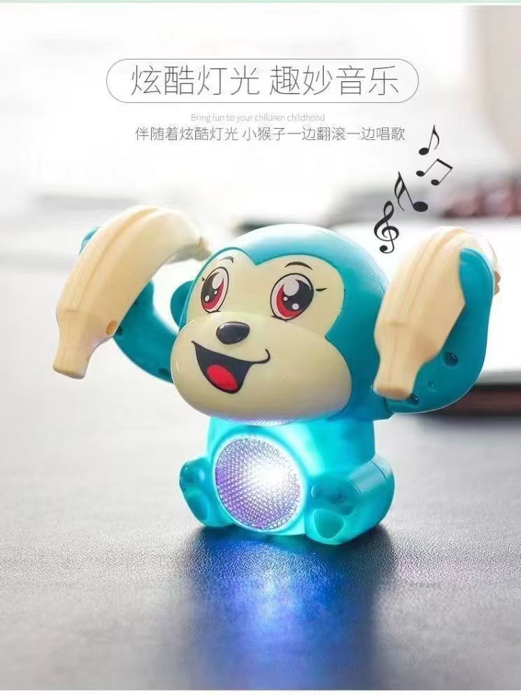 网红宝宝益智爬行音乐香蕉猴电动声控发光会翻跟斗玩具儿童翻滚猴详情3
