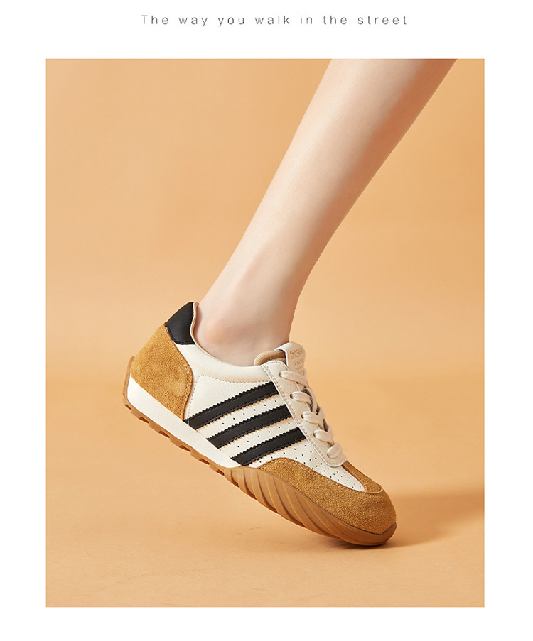 蜜蜂一狼旗舰店高端秋季德训女鞋休闲真皮运动阿甘鞋透气女士潮鞋详情23