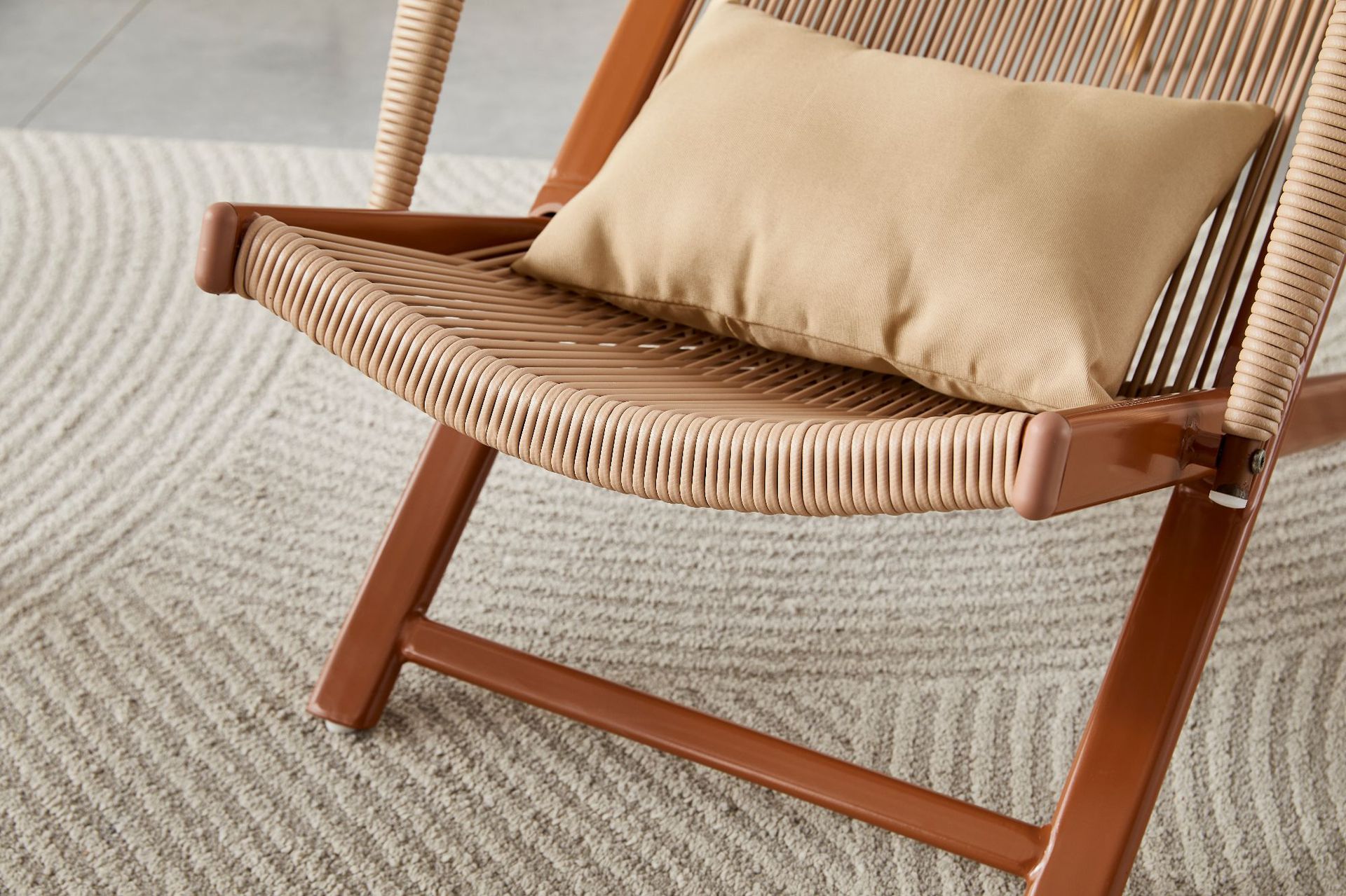 New Chinese-style home leisure rattan lounge chair, balcony and outdoor rattan table and chair three-piece set, nap backrest lounge chair pic 9