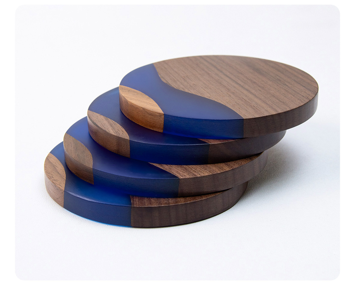 杯垫胡桃木树脂工艺圆形杯垫茶杯托厂家直销加厚隔热垫批发详情7