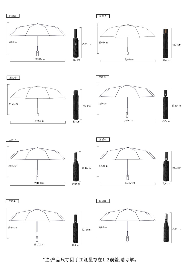 全自动折叠伞双骨加大码商务礼品广告伞批发可印LOGO雨伞详情30