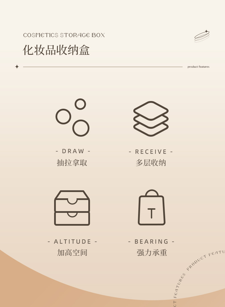 ins风化妆品收纳架多层抽屉式桌面置物架浴室梳妆台多功能收纳盒详情11