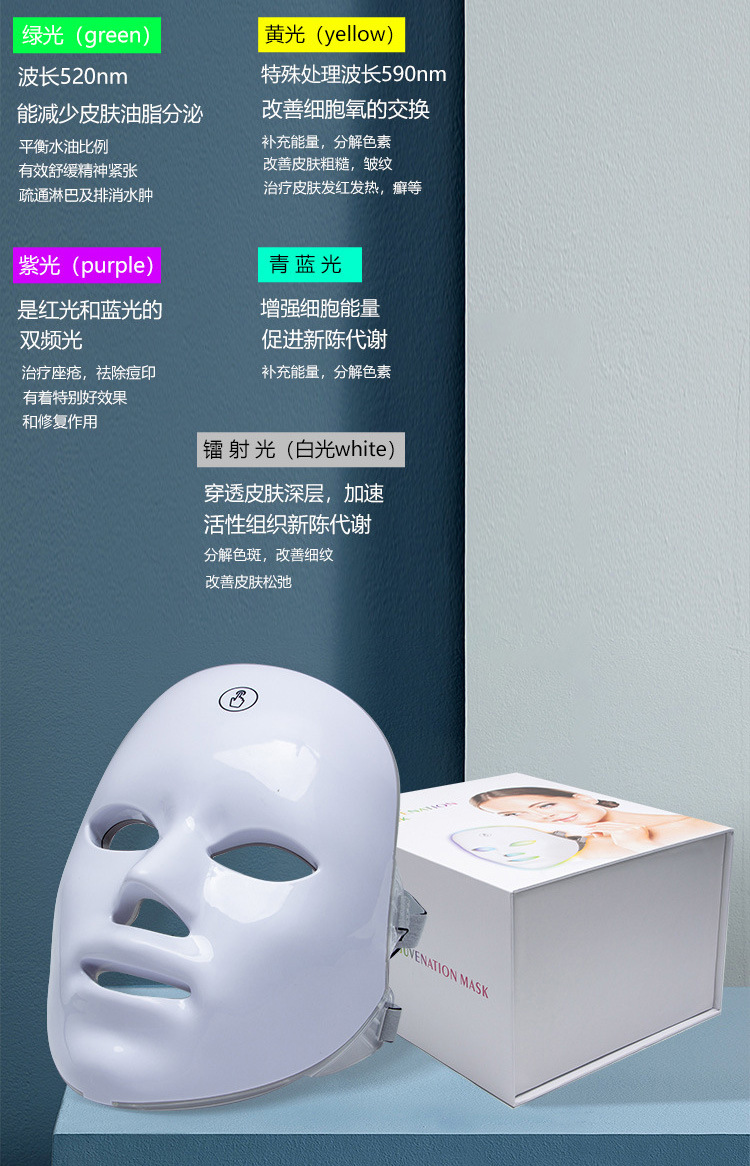 跨境大排灯脸部美容仪美容面具彩光嫩肤仪光疗家用电器一体面罩灯详情17