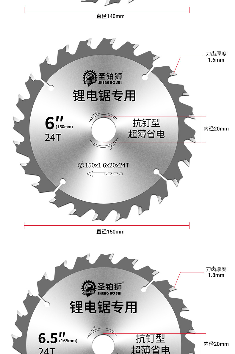 锂电锯木工锯片5寸5.5寸140手提锯手电锯切割片6寸电圆锯装修专用详情12
