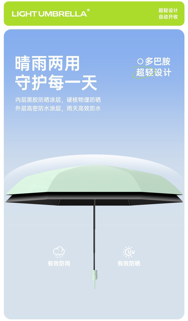 超轻扁五折伞六骨晴雨伞太阳伞晴雨两用迷你折叠遮阳伞礼品批发详情40