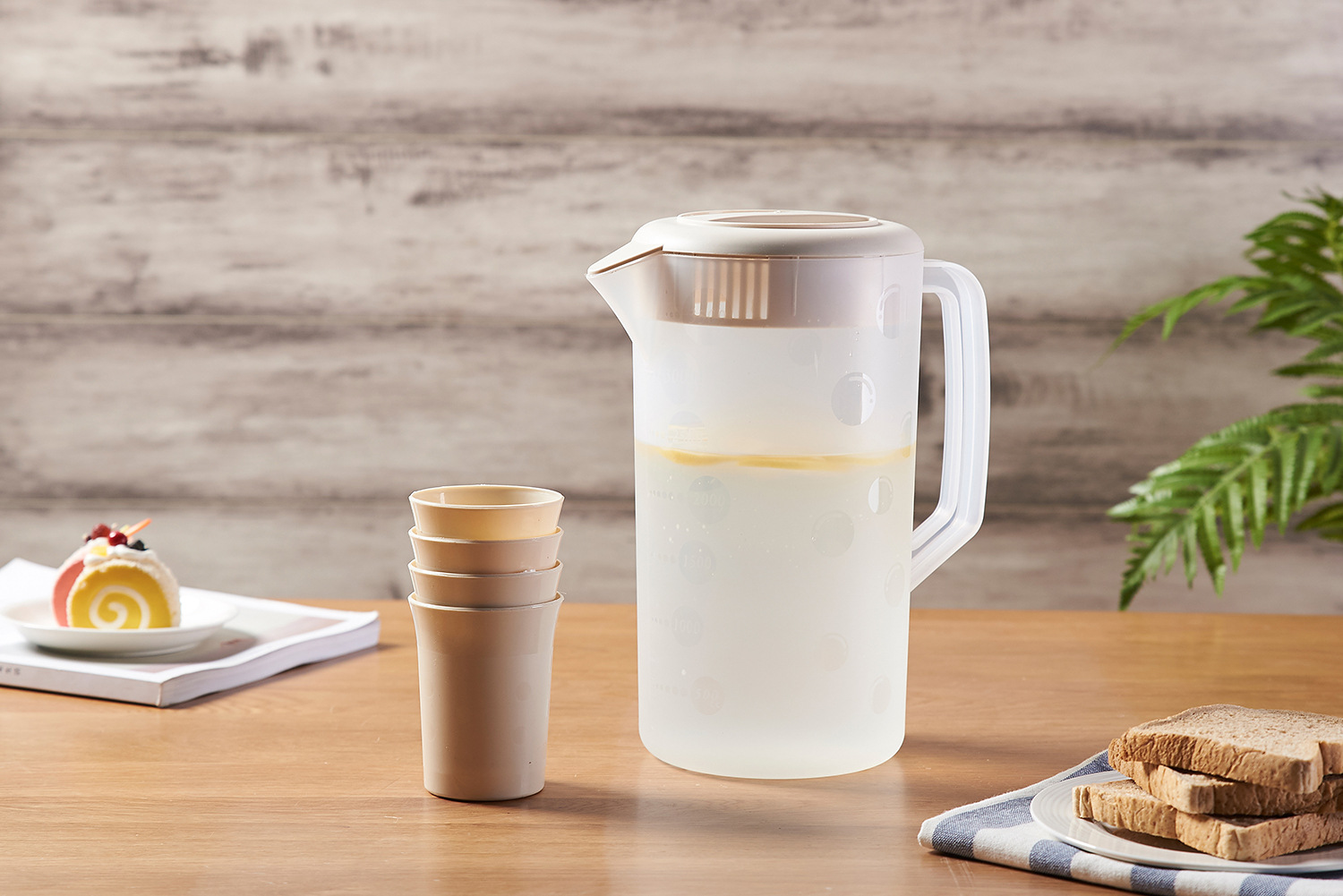 冷水壶家用耐高温水杯大容量泡茶高颜值塑料壶创意一壶四杯茶具详情3
