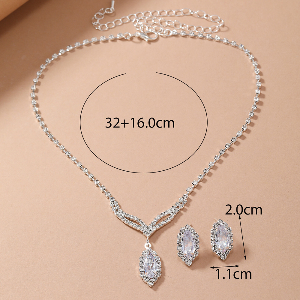 Nuevo producto explosiva novia europa y Estados Unidos cross-border jewelry wholesale/brilliant strass zircon angel tears drop collar ears pic 4