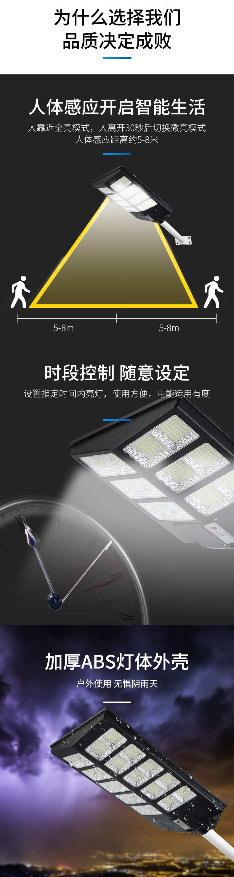 Solar street lamp, new rural integrated lithium battery LED manufacturer, outdoor high-pole courtyard lamp 30W pic 6