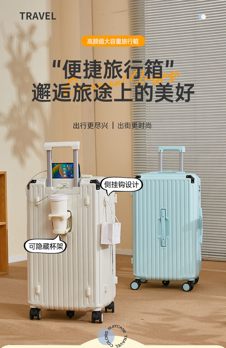 五轮行李箱28寸大容量带包角多功能结实耐用旅行箱24寸密码拉杆箱详情1