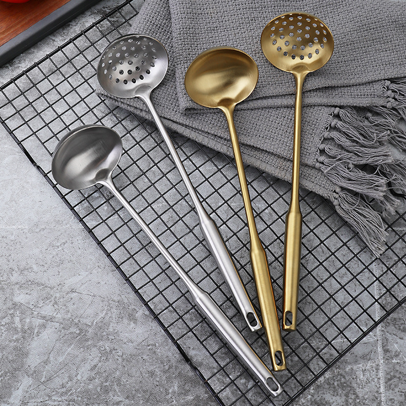 镀金 跨境 加厚不锈钢汤勺火锅漏勺隔油勺套装家用厨具防烫火锅勺详情23
