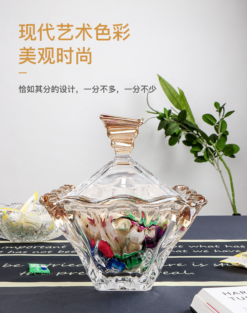 Czech imported crystal fruit plate, fruit basin, European-style fruit snacks, glass fruit pit, amber dried fruits, Bohemian pic 12