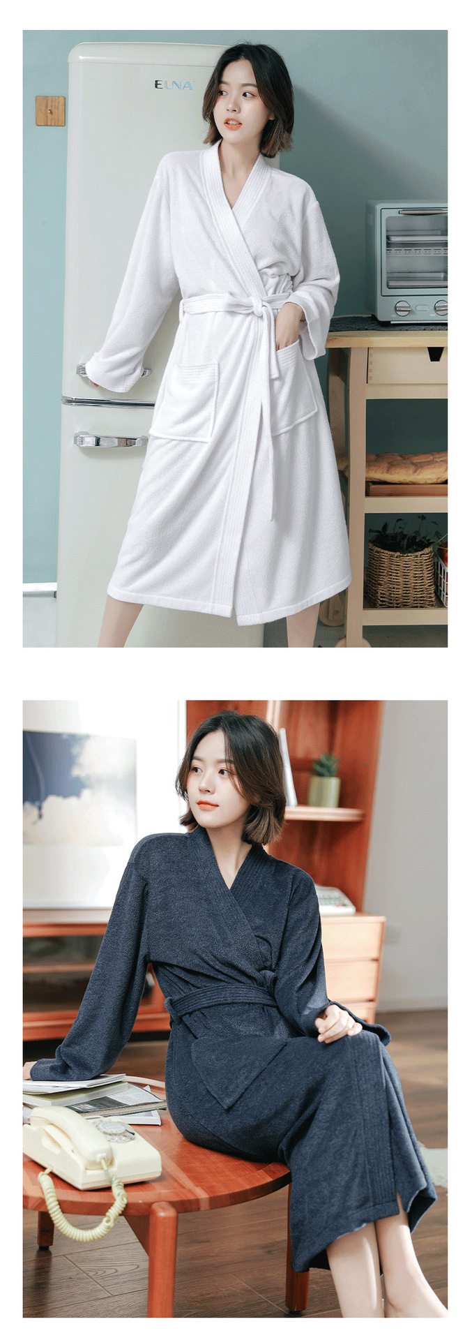 酒店毛巾料透气吸水速干浴袍女四季通用浴袍汗蒸浴衣睡衣现货批发详情11