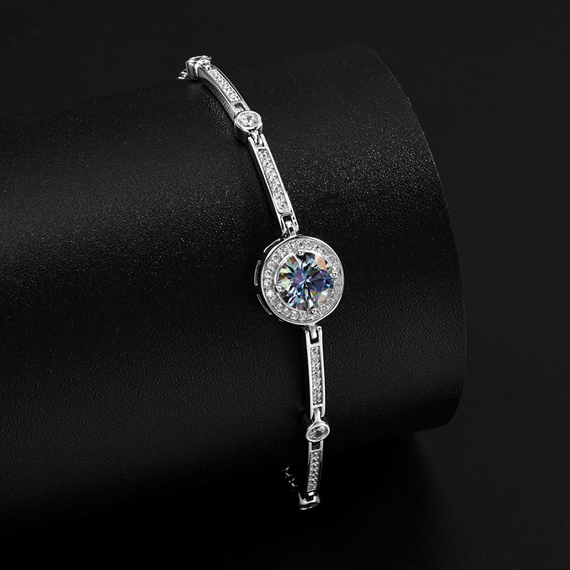 S925 sterling silver bracelet, one-carat Mosan luxury round bag bracelet, live-streaming same style, Korean version, high-end and light luxury pic 13