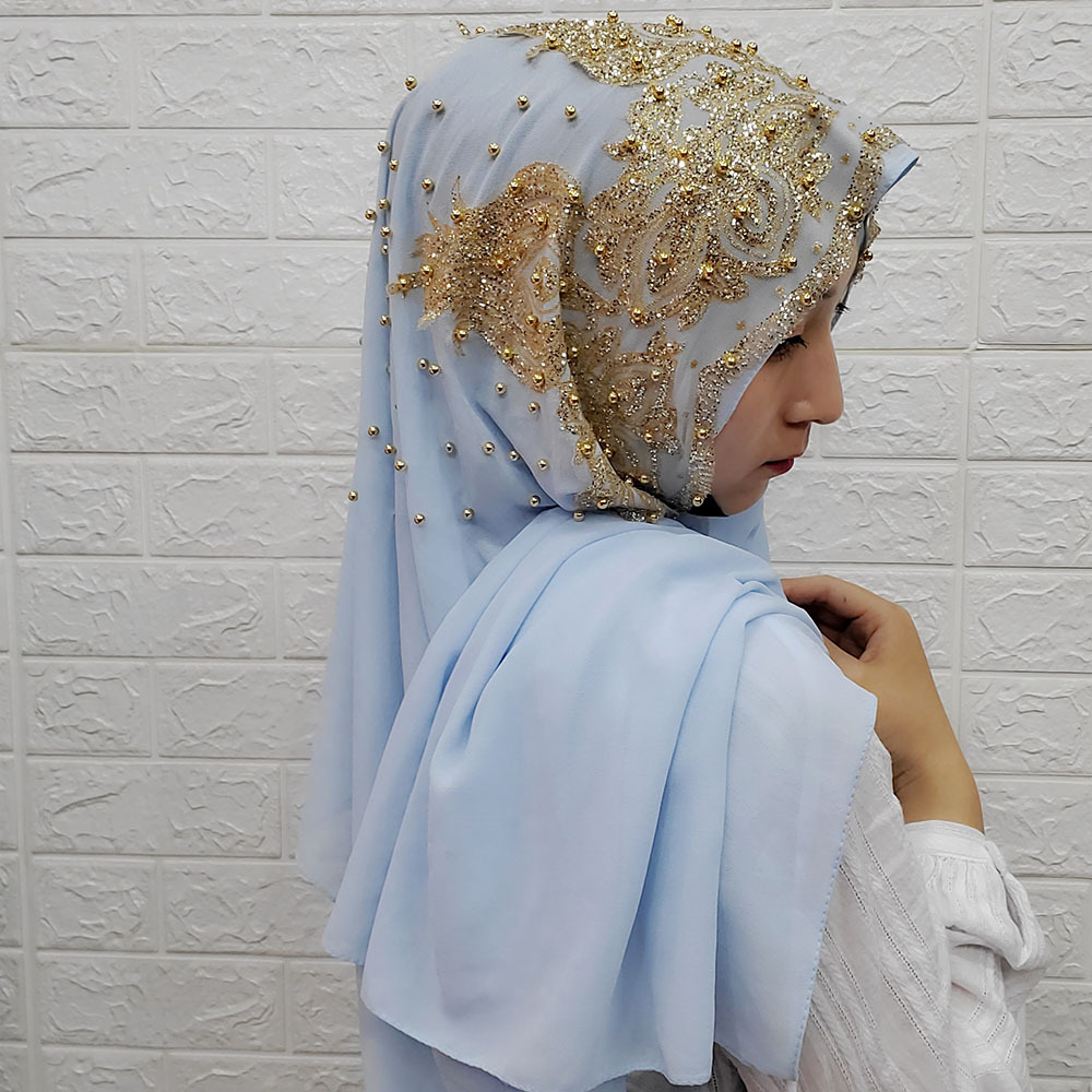 烫钻钉珠雪纺头巾女防晒透气民族风饰品穆斯林头饰包头阿拉伯围巾详情24