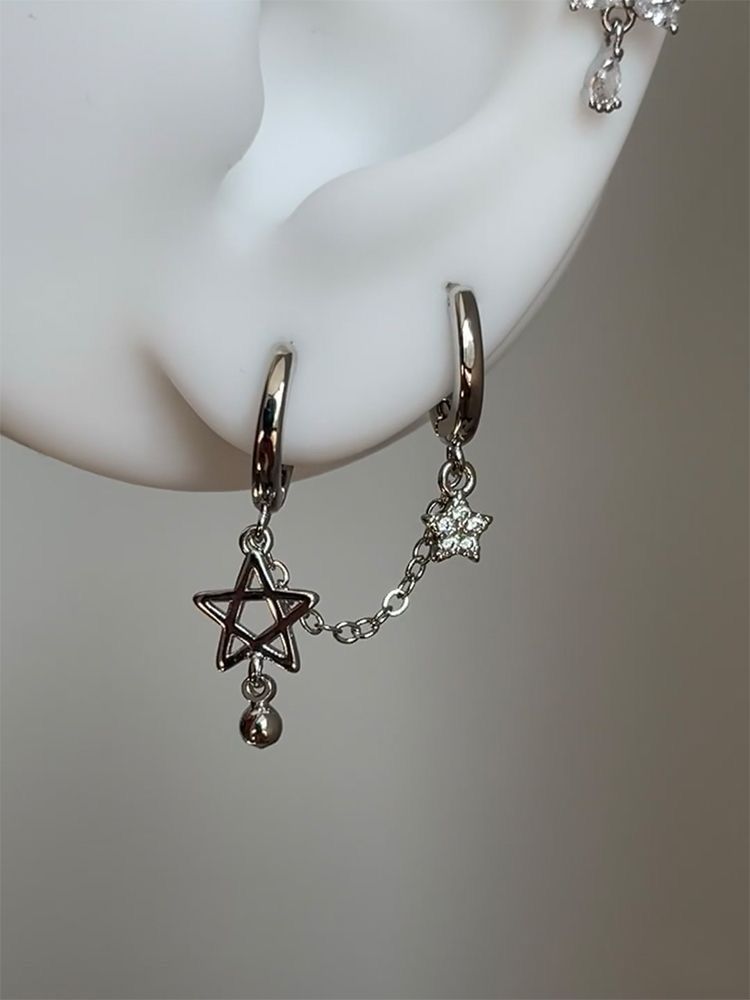 Korean simple diamond-encrusted elegant ear loops, electroplated matte silver ear rings, niche high-end earrings, personalized ear rings for women pic 1