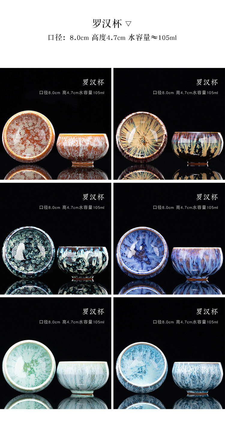 Kiln-transformed ceramic single-cup Jian ware, Tenmoku glaze tea cups, tea cups, creative personal master cups, large tea-tasting cups, and bamboo hat cups pic 13