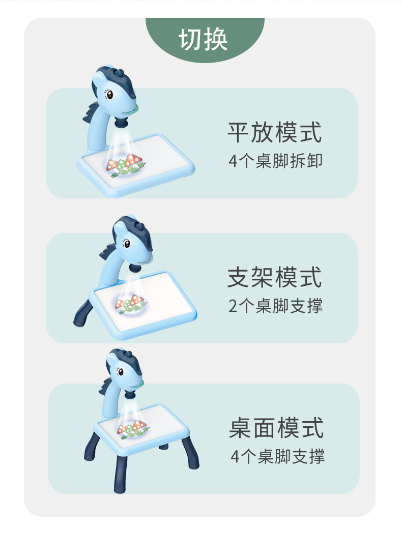 多功能灯光音乐梦幻画板儿童学习桌涂鸦投影益智玩具科教画板详情7