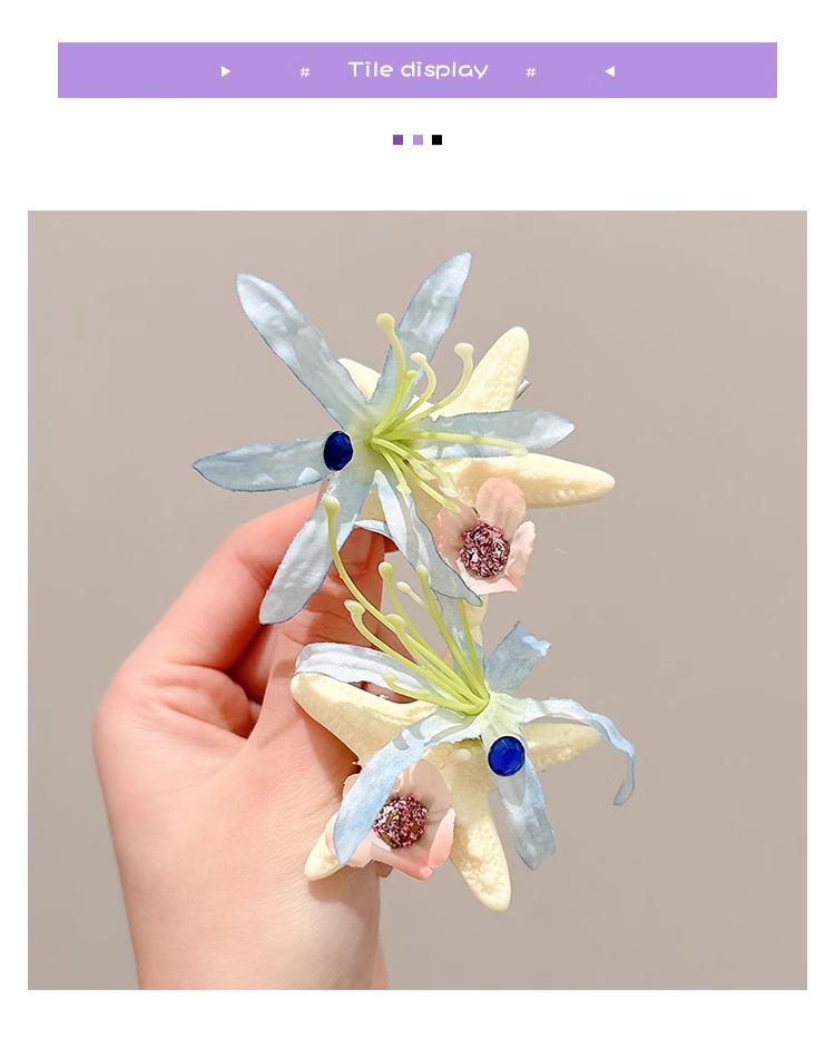 Ocean Series hair clips, eternal flowers, starfish, shells, berries, headwear, seaside vacation, photo clips and hair accessories pic 17