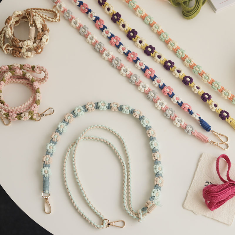 可调节手机挂绳编织相机背带 ins高颜值雏菊花朵斜挎挂脖手机挂链详情32