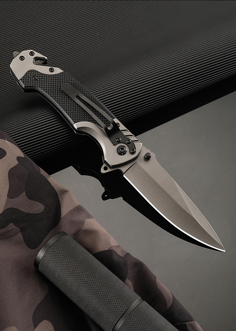 G10 Outdoor multi-purpose tactical survival knife, camping portable pocket self-defense knife, stainless steel folding knife, folding knife design for easy carrying pic 21