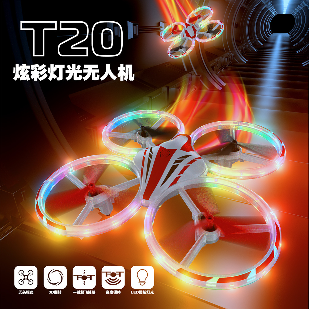 Cross-border LED drone light-emitting UFO sensing multi-rotor aircraft stunt rolling remote control aircraft toys pic 6