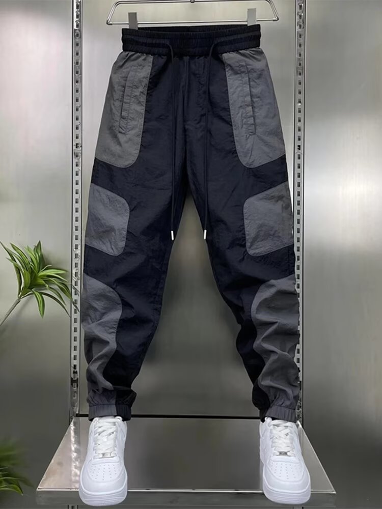 男潮衣家高品质男士休闲裤夏季薄款拼色束脚松紧腰运动裤潮流新款详情6