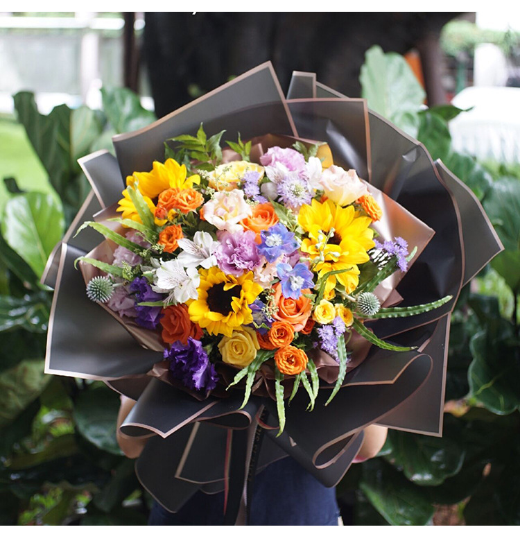 包花纸外贸畅销韩式花艺鲜花花束纸金边边框雾面纸 果冻膜包装纸详情8