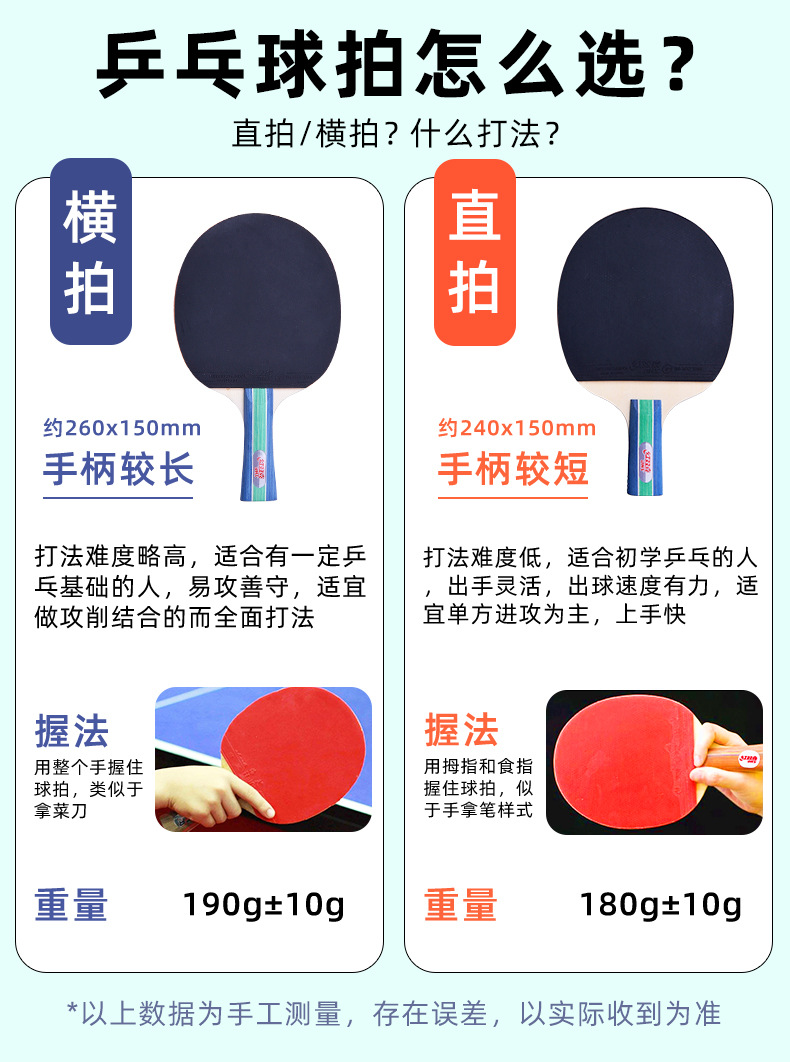 红双喜初学乒乓球拍一二三四星学生儿童成人训练专业兵乓球拍正品详情4