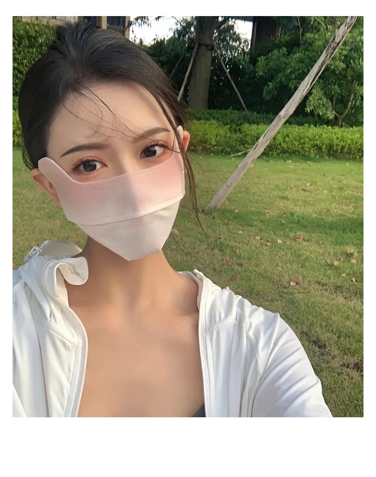 原纱冰丝防晒口罩女夏季锦纶防紫外线腮红渐变透气护眼角面罩 防晒面纱冰丝面罩清凉透气详情12