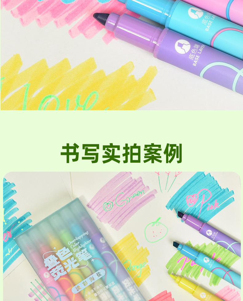 Tianfeng 239B Multi-color double-headed highlighter pen, key point marking pen, note-taking and journal-making pen, multi-color fluorescent pen pic 14