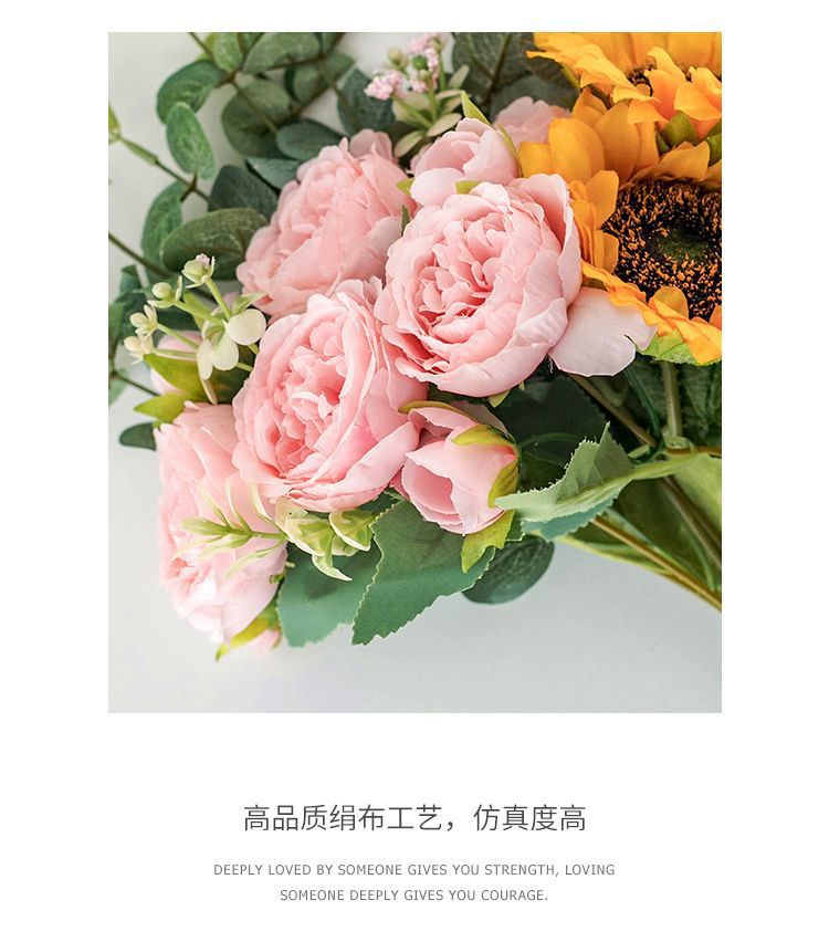 向日葵假花花摆设客厅餐桌面花艺装饰摆件卧室干花束绢花详情13