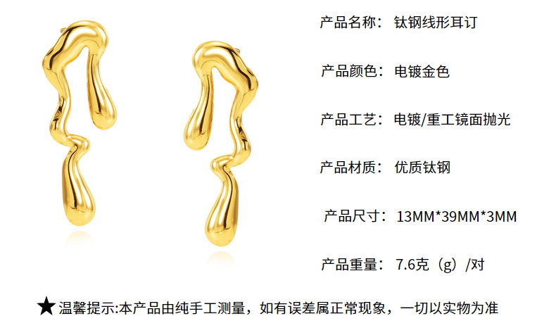 创意钛钢线形耳钉个性设计特殊图案高级感跨境流行不锈钢精致耳饰详情2